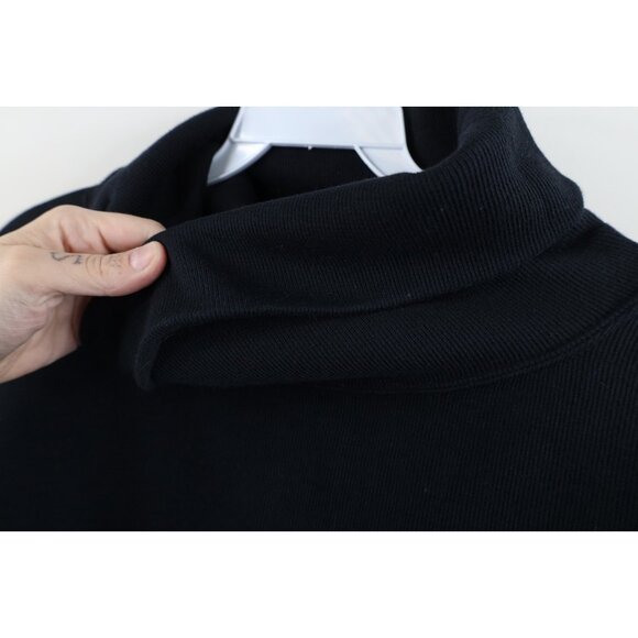 Vtg 90s Express Womens Medium Blank Baggy Thermal Ribbed Knit Turtleneck T-Shirt - Picture 7 of 11